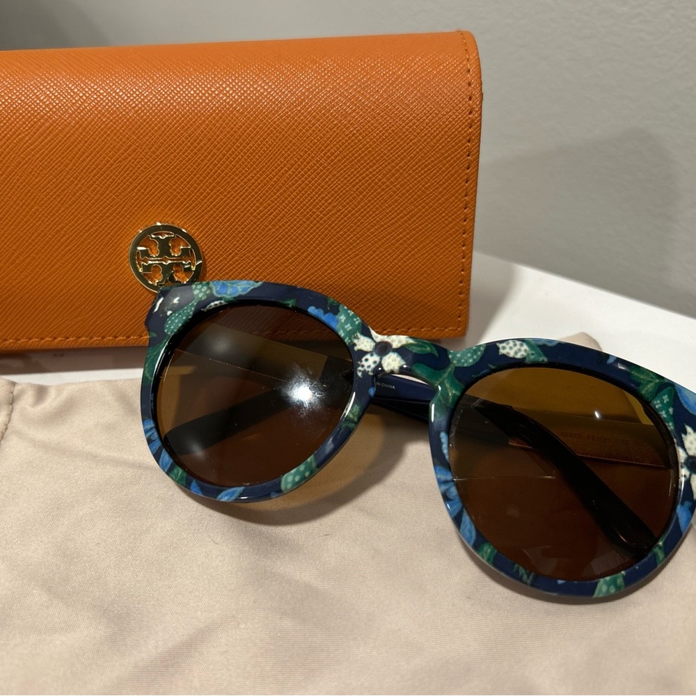 Tory Burch floral sunglasses, case and cloth cover
